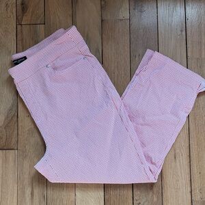 Coral and White Striped Pants
